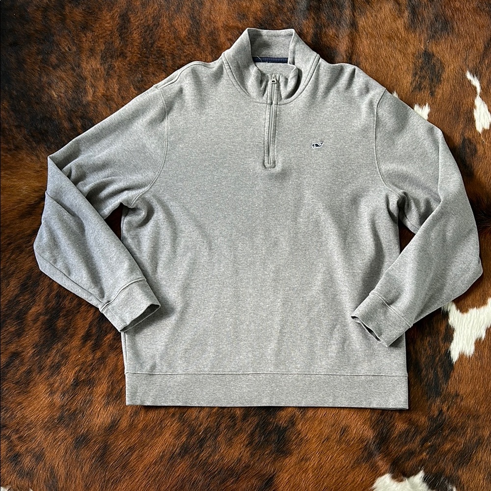 Men's Vineyard Vines Gray Quarter-Zip Sweater